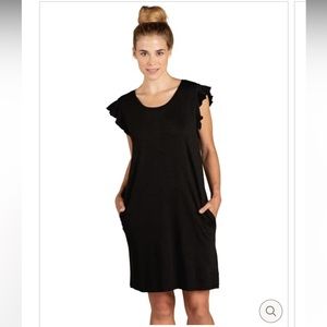 470. Toad & Co Ruffilita black short sleeve dress size XS